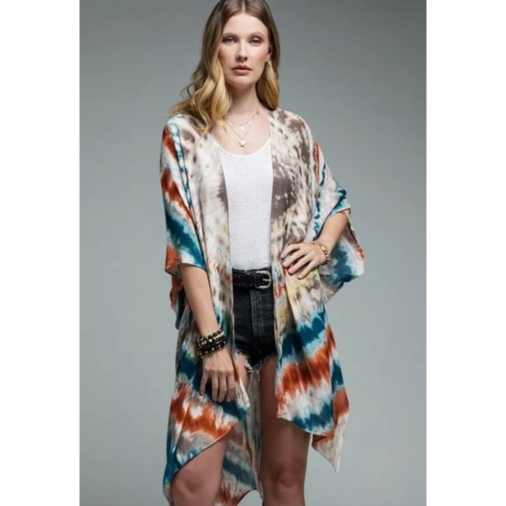 SOLD OUT Coachella Tie Dye Bohemian Kimono Open Wrap - Picture 2 of 6